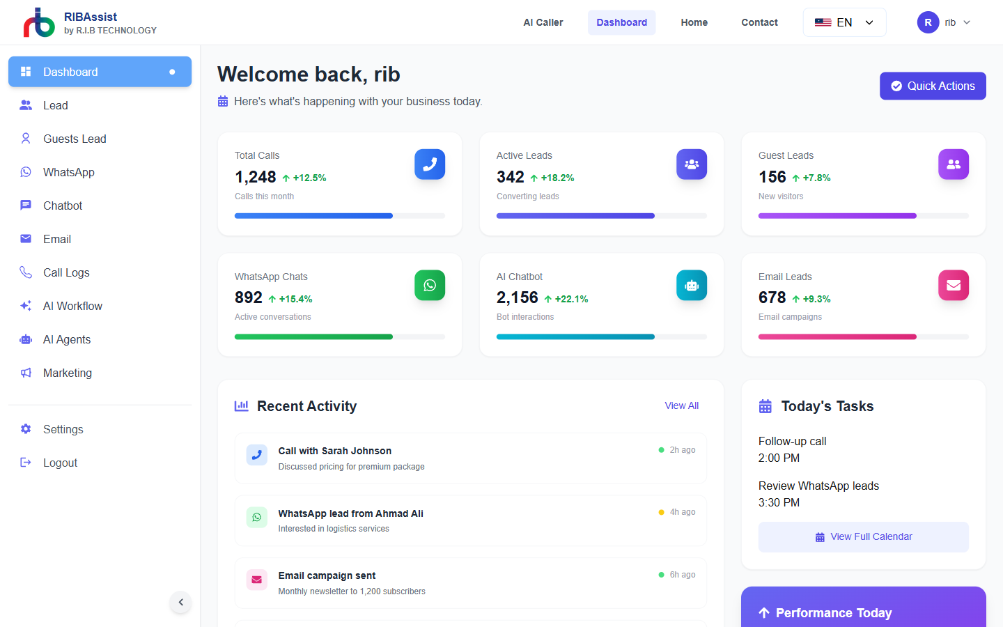 Dashboard Interface Screenshot